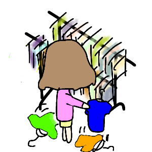 ハンガーラックパイプ２本は奥の服が出しにくい