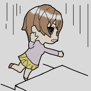 暗闇でつまずく女性