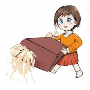 タンクを倒してしまう女性