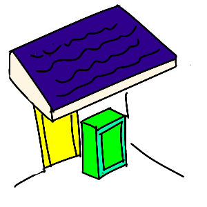 ひさしの下に宅配ボックスを置けば雨漏りの心配も無し