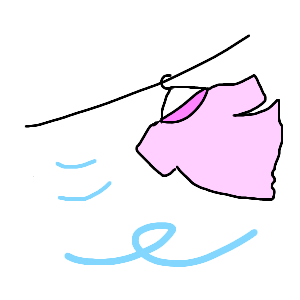 洗濯物に風が当たる様子